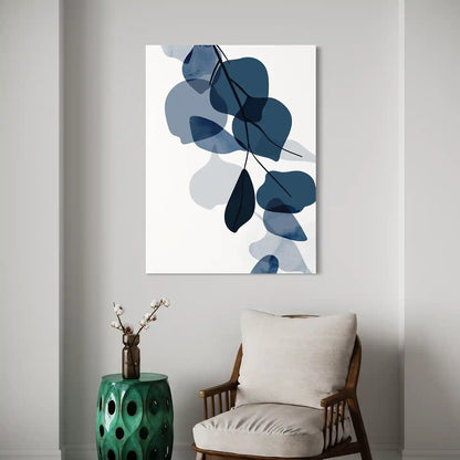 Blue Watercolor Leaves No1