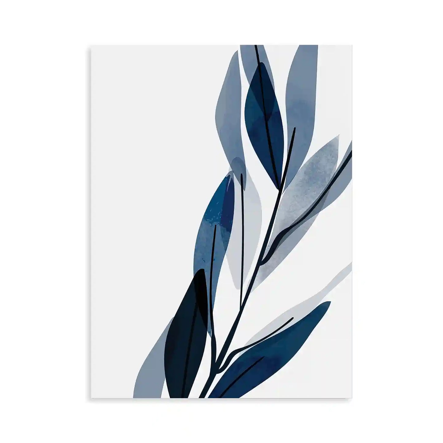 Blue Watercolor Leaves No2