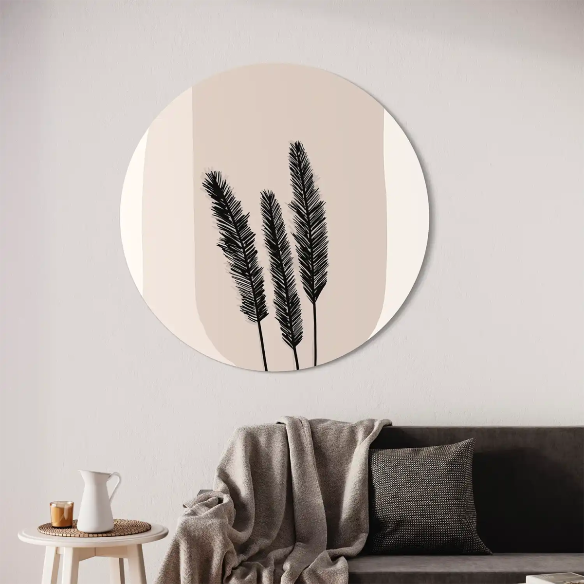 Graphic Arch & Pampas Grass Round