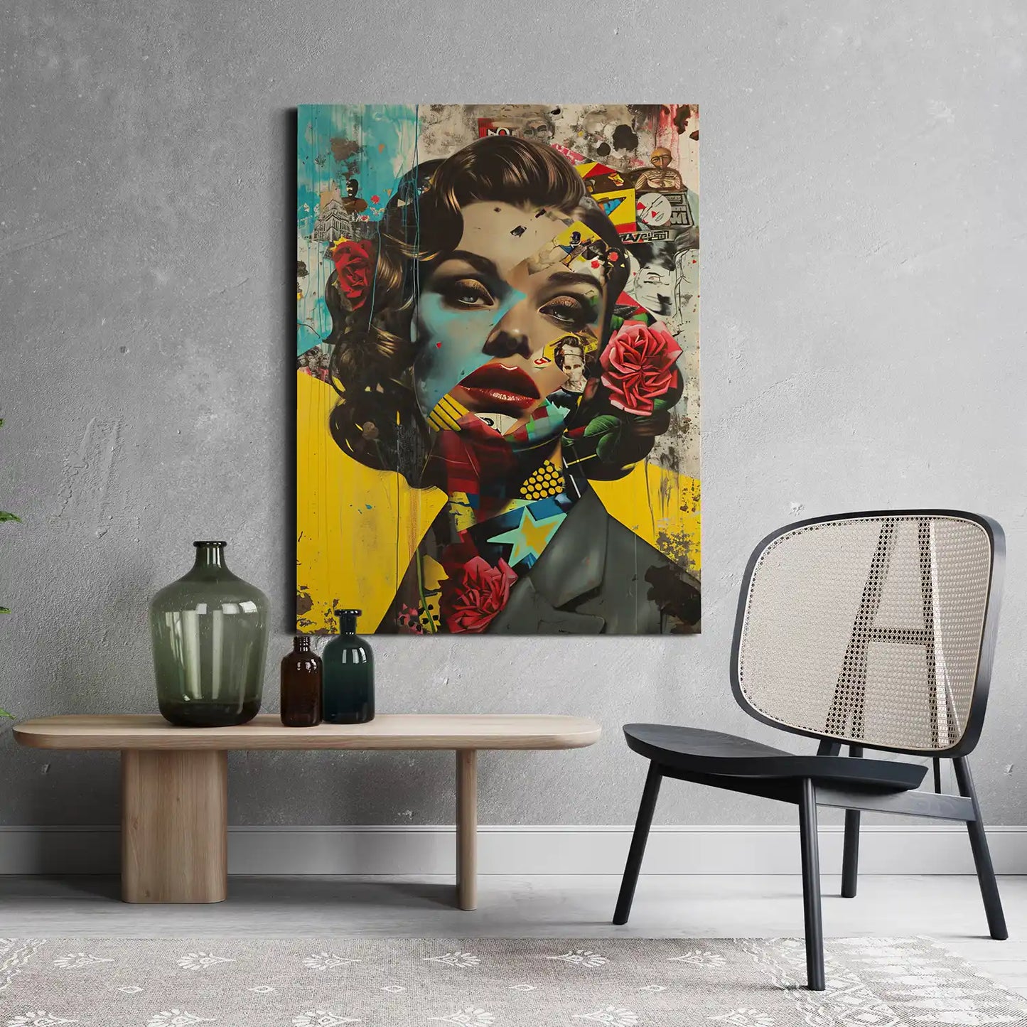 Lady With Red Roses - Acrylglas