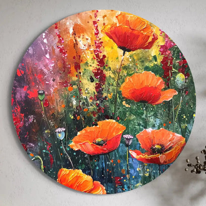 Orange Poppy Flowers Round