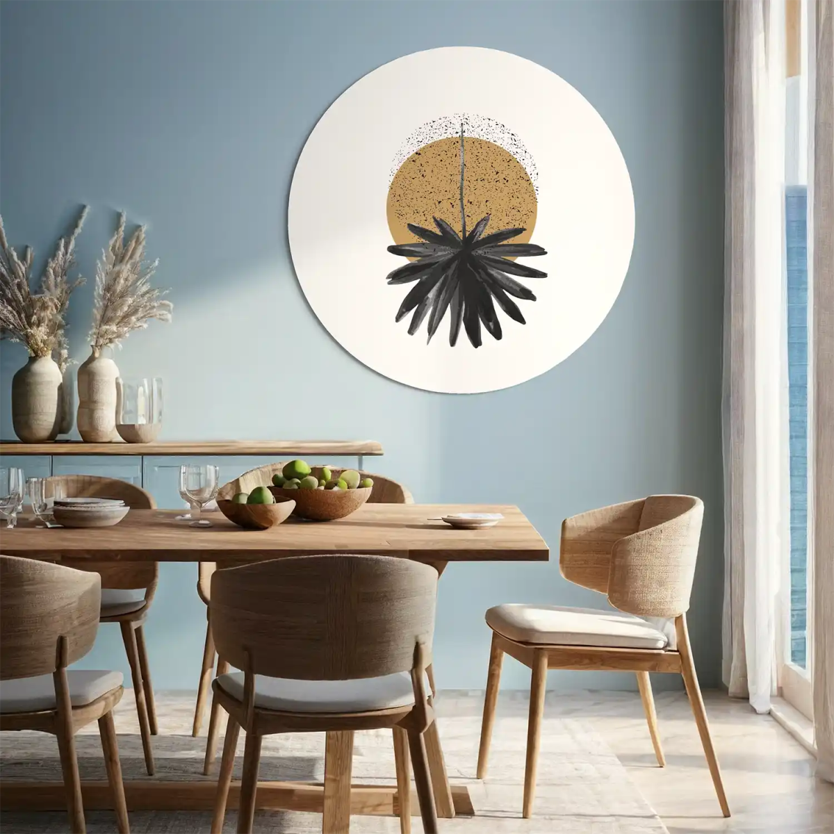 Watercolor Sun Palm Round